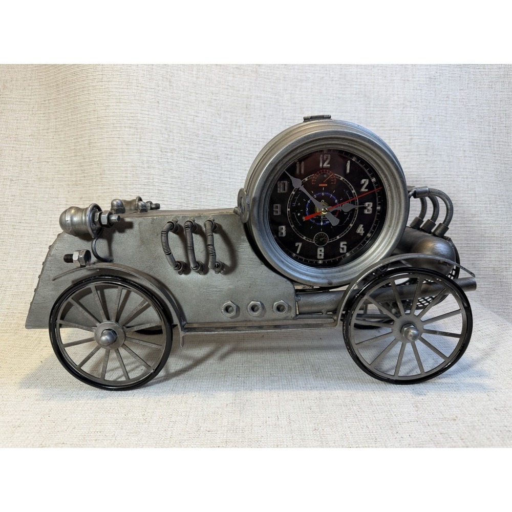 Vintage Style Metal Car Clock‎ Industrial Desk Decor 17" Steampunk